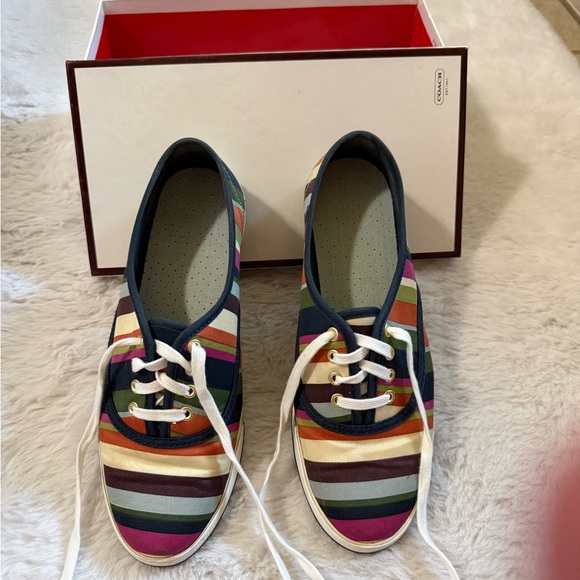 Coach Shoes - Coach Audrina in Multi Stripe Canvas Sneakers